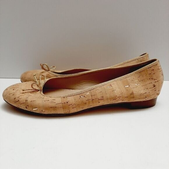 J. CREW | Italy Kiki Cork Leather Lined Round Toe Ballet Flats Shoe Natural 7.5 - Picture 8 of 16